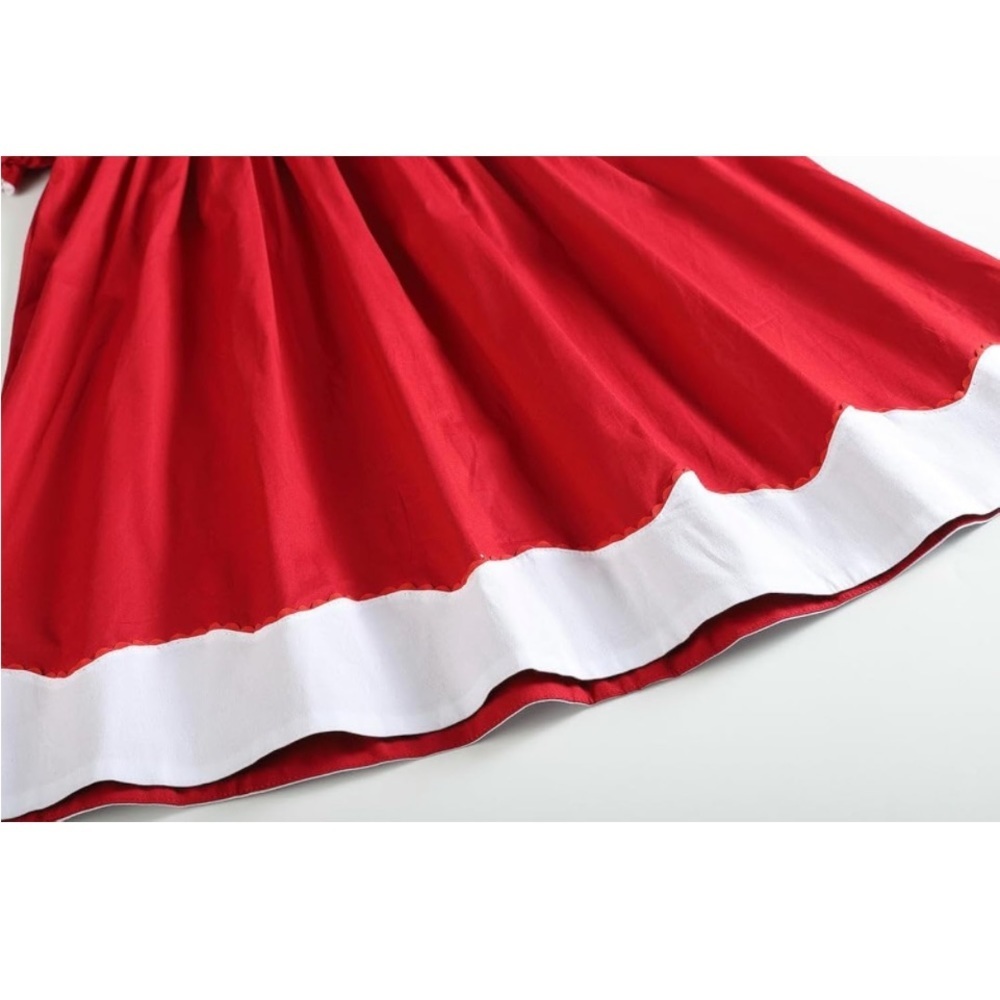 3t Smocked bishop dress Santa red and white new - Picture 5 of 5